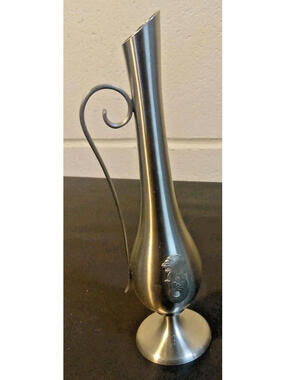 Rare vintage DRAGON PEWTER bud vase unique Lion With Fish Tail curved handle